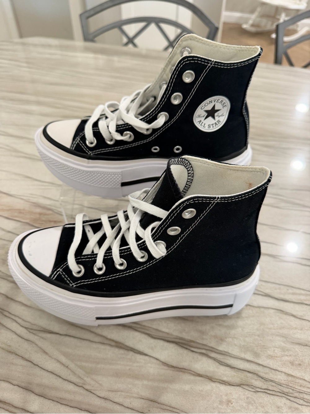 Converse Black and White High Top Platform Sneakers